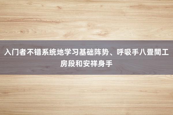 入门者不错系统地学习基础阵势、呼吸手八畳間工房段和安祥身手